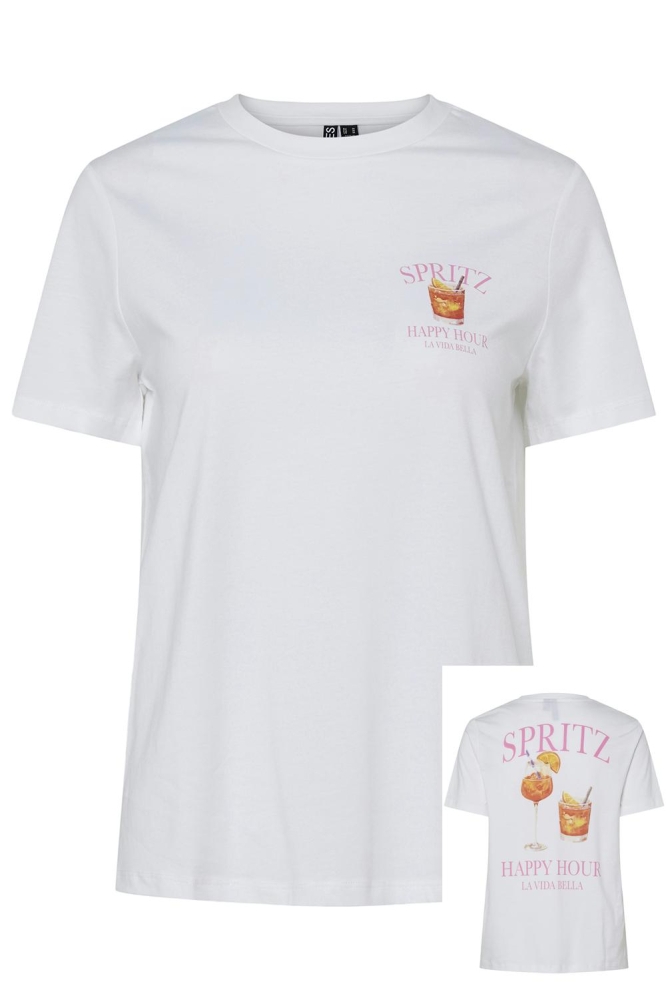 PCTALIA SS PRINTED T-SHIRT JRS BC 17157109 BRIGHT WHITE/SPRITZ